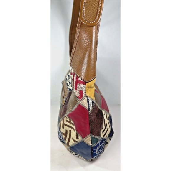 Tignanello Multi Color Suede Patchwork and Brown Leather Shoulder Bag - Picture 7 of 16
